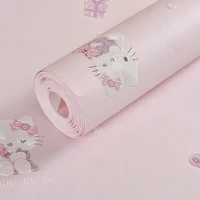 cute 3d pink cartoon cat wallpaper non woven childrens room girl princess room warm bedroom wall paper roll
