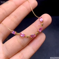 kjjeaxcmy fine jewelry 18k gold inlaid pink sapphire women hand bracelet luxury support test hot selling