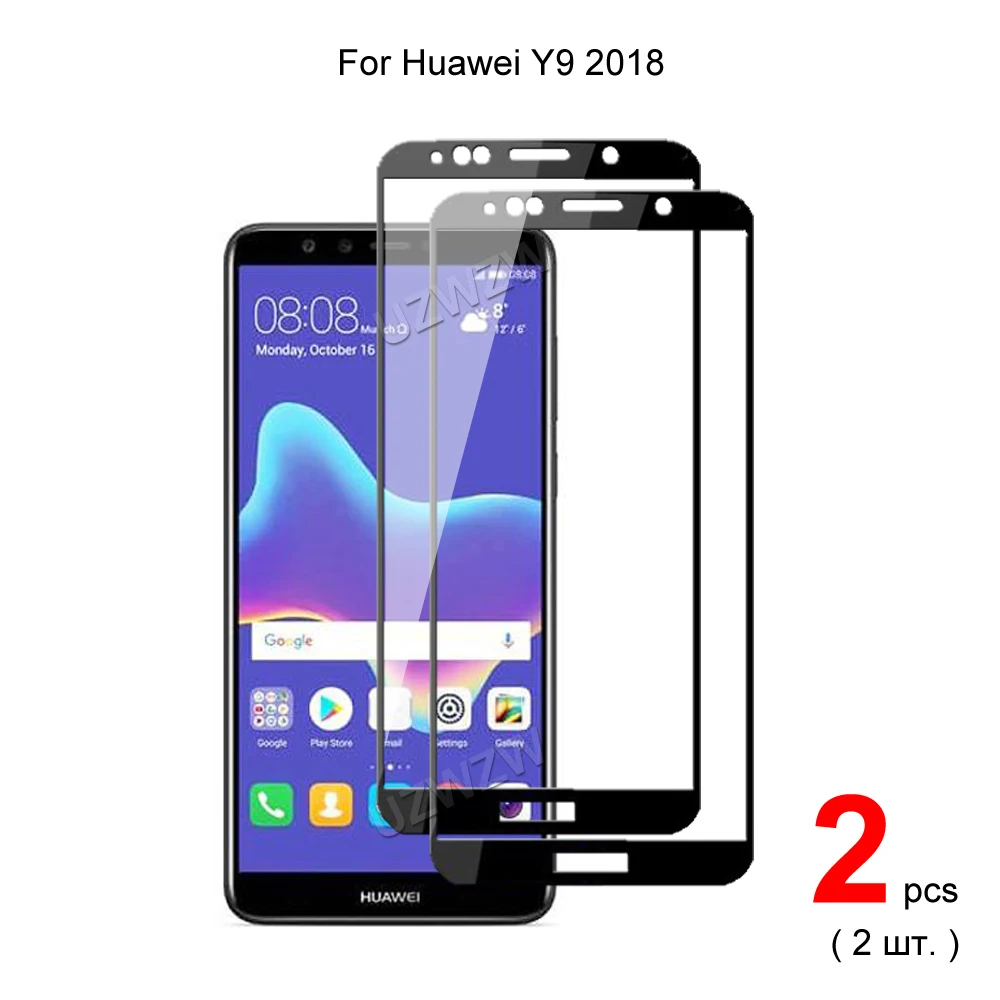 

For Huawei Y9 2018 Full Coverage Tempered Glass Phone Screen Protector Protective Guard Film 2.5D 9H Hardness