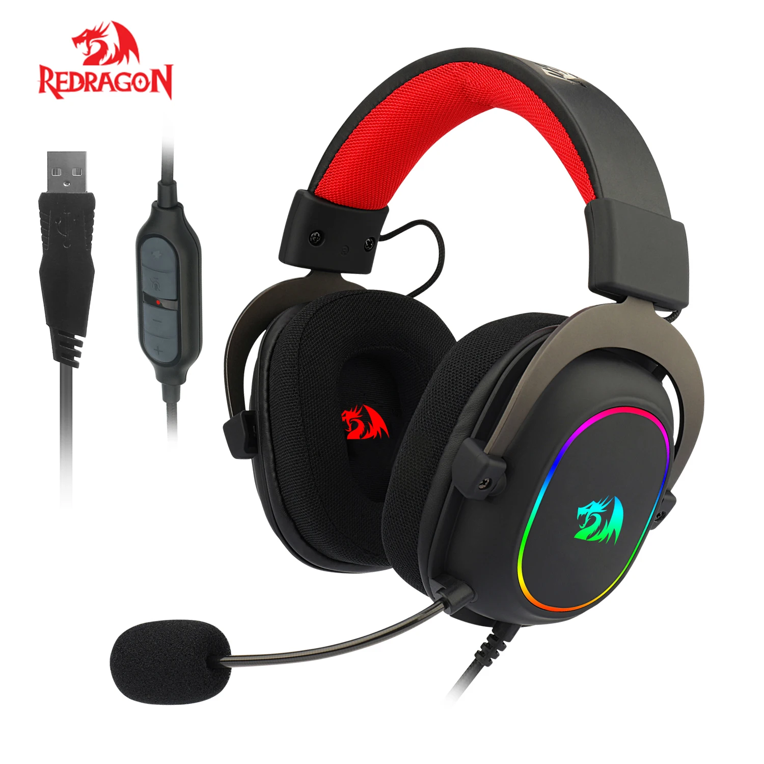 Проводная игровая гарнитура Redragon H510 RGB Zeus X с подсветкой 7 1 объемный звук