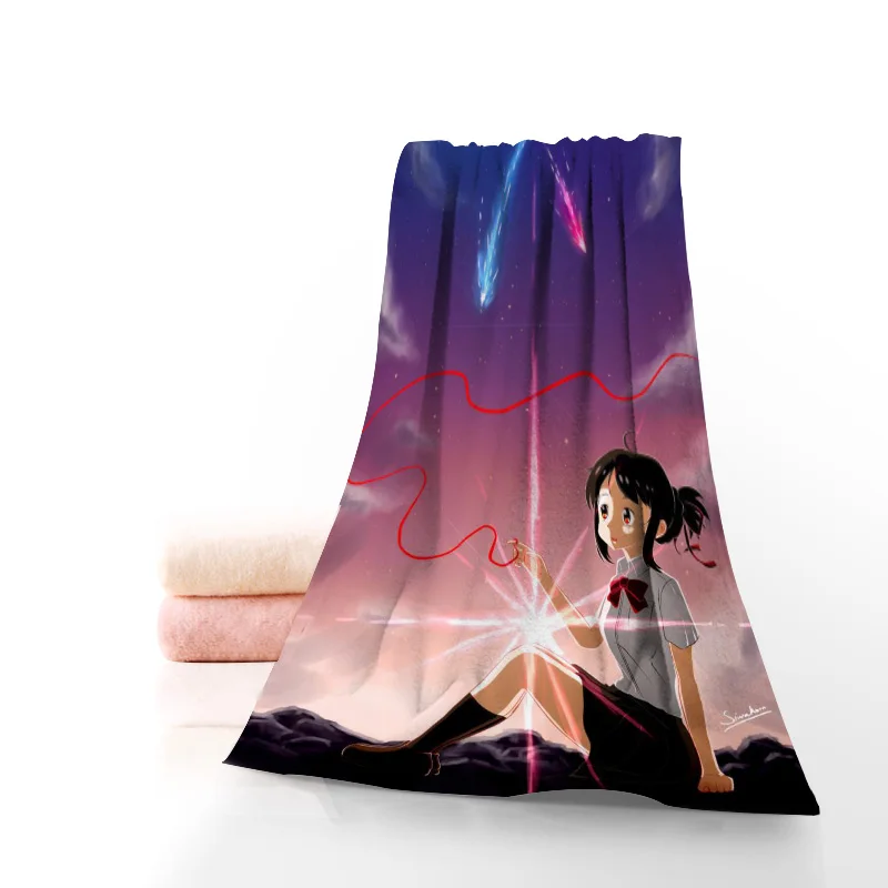 

Custom Kimi no na Anime Towel Printed Cotton Face/Bath Towels Microfiber Fabric For Kids Men Women Shower Towels