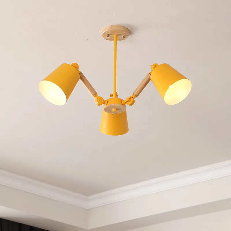 Светодиодные люстры Macaron для гостиной спальни детской комнаты Деревянная люстра