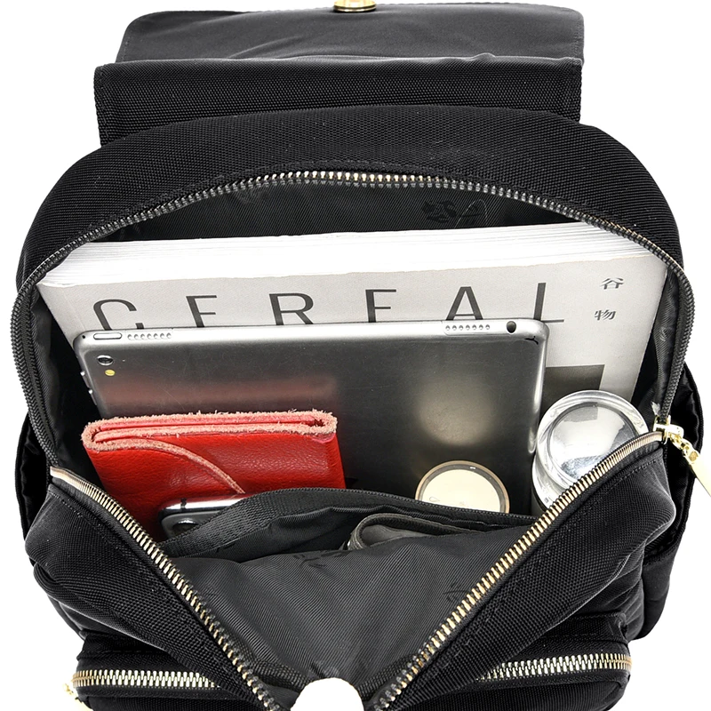 

Women's Backpack 2021 Fashion Simple Quality Nylon Waterproof Outdoor Female Sports Backpack Black Simple Daily Bag For Girl