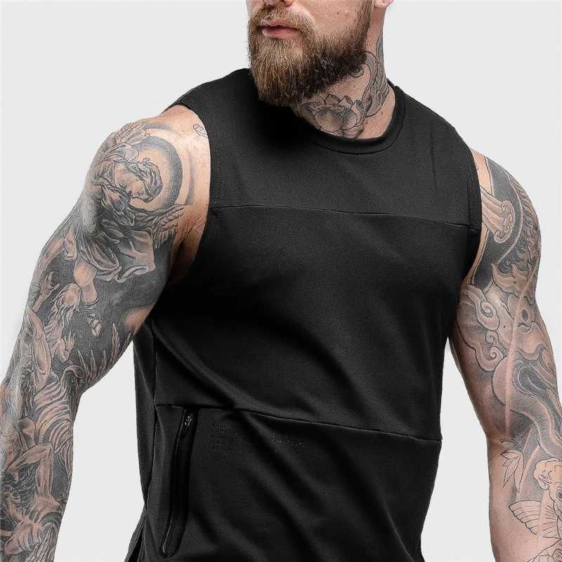 

Men Zipper Sleeveless Vest Summer Breathable quick-drying Male Tight Gyms Clothes Bodybuilding Undershirt Fitness Tank Tops