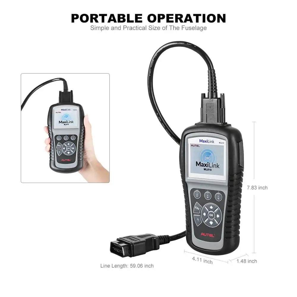 Autel MaxiLink ML619 CAN OBD2 сканер ABS SRS подушка безопасности Автомобильный диагностический