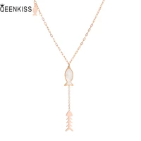 qeenkiss nc754 fine jewelry wholesale fashion trendy woman girl birthday wedding gift fishbone tassel 18kt gold pendant necklace