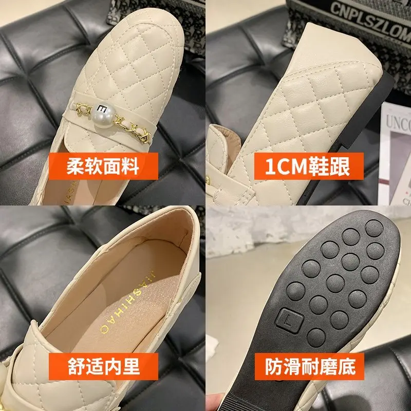 

New Fashion Women's Shoes Retro Loaferflate Small Leather Shoes Light-mouthed Single Flat Shoes Zapatos De Mujer