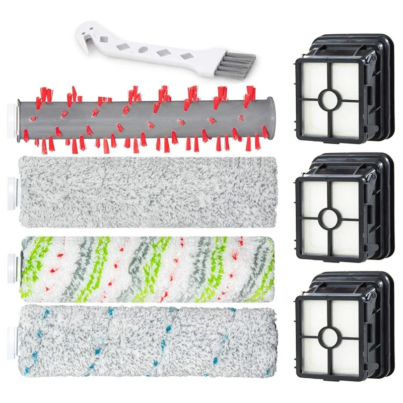 

8 Pack Brush Roller & Filter Replacement Parts for Bissell CrossWave Cordless Max 2554A,2590,2593, and 2596