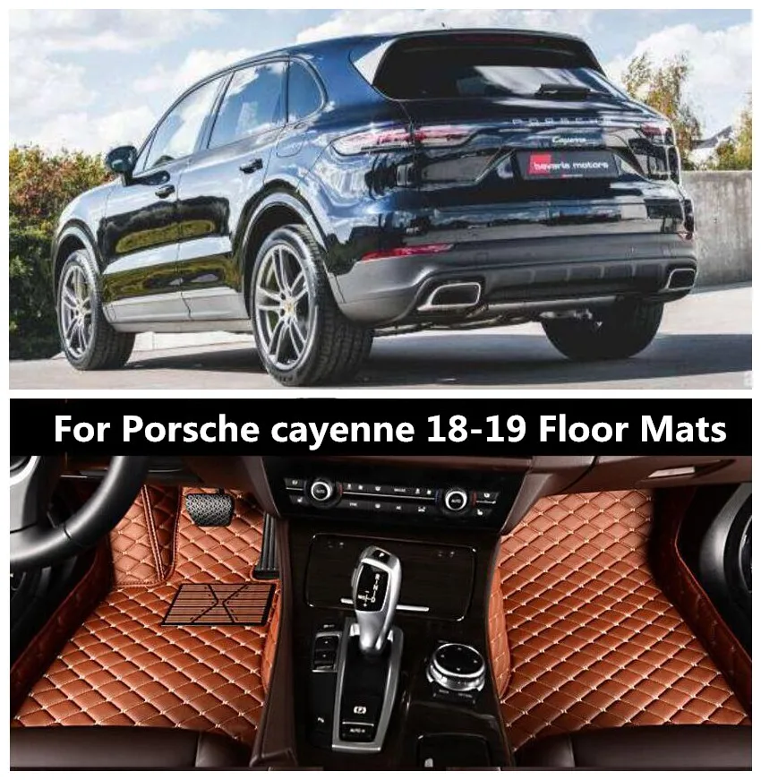 

Car 3D Luxury Leather Car Floor Mats Fits For Porsche cayenne 2018 2019 EMS Free shipping