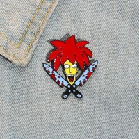 funny animation sitcom double dagger brooch for men women enamel pins broches badge pines metalicos jewelry brosche accessories