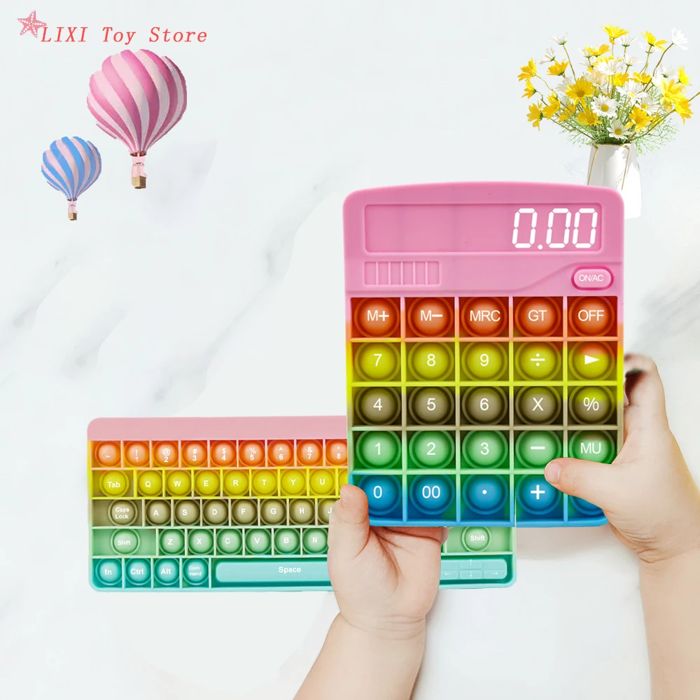 

Антистрессовые игрушки-антистресс, игрушки-антистресс, Сжимаемый силиконовый сенсорный калькулятор с клавиатурой, простые затемнения, дет...