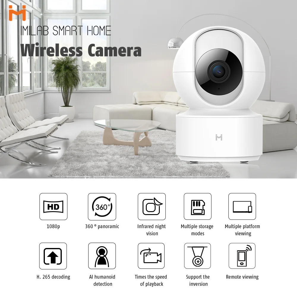 Оригинальная смарт камера IMILAB 1080P WiFi панорамирование наклона ночное видение 360