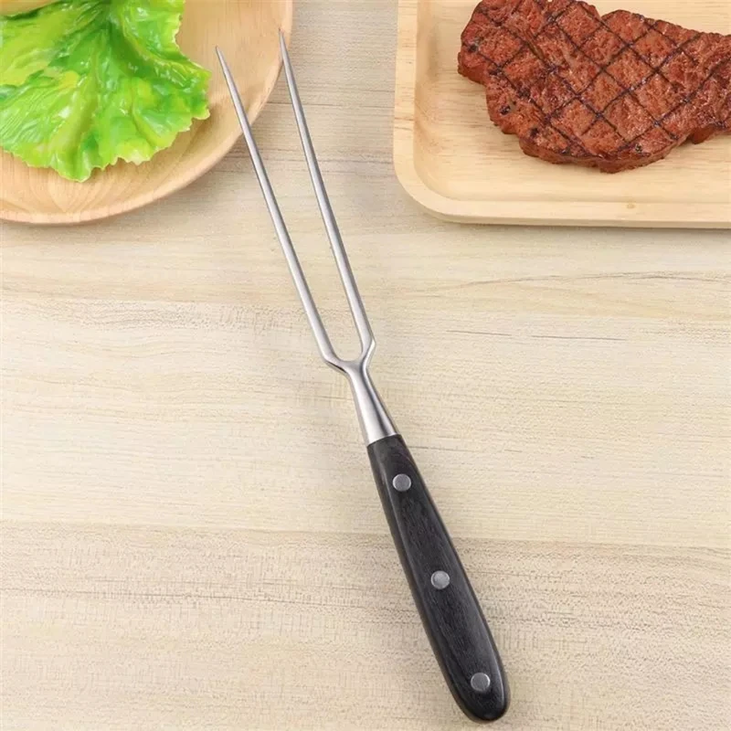

Stainless Steel Portable Outdoor Barbecue Tool Wooden Handle Barbecue Fork Food Fork Meat Fork Wooden Handle Bbq Fork