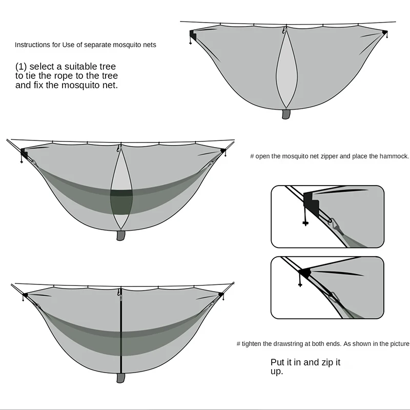 Легкий портативный гамак для кемпинга на молнии с двойными насечками | Спорт и