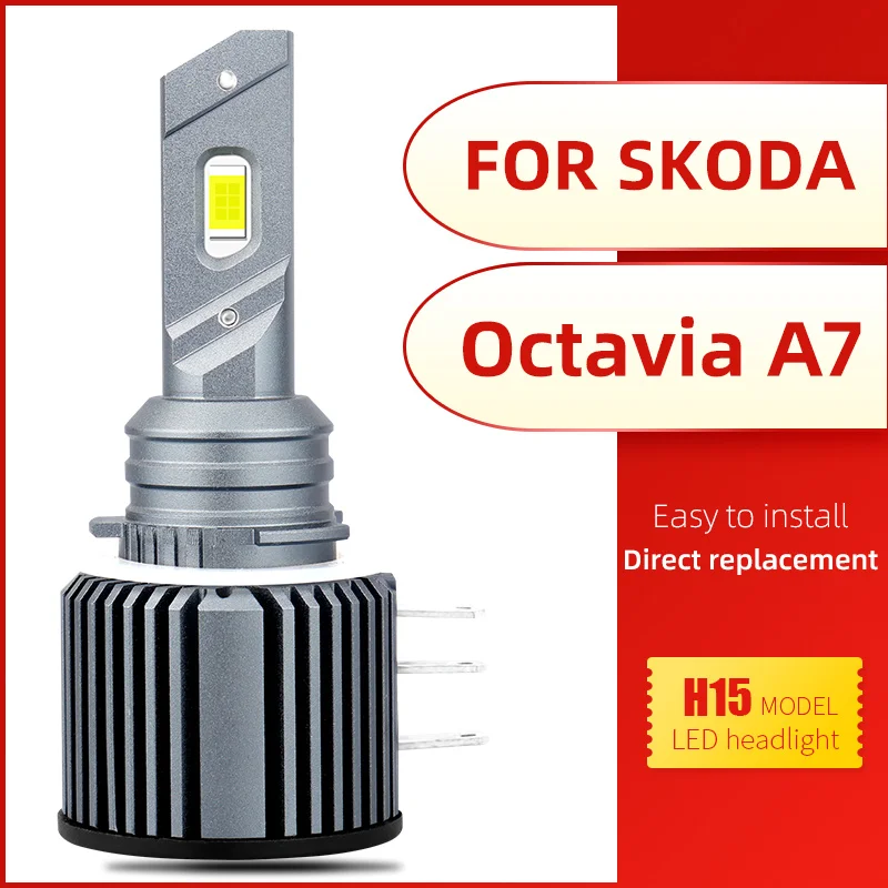 FCCEMC H15 LED Bulb No Error Headlight Wireless 12V CSP Car Auto Headlamp 6500K Bright White 12000LM Canbus For Skoda Octavia A7 |
