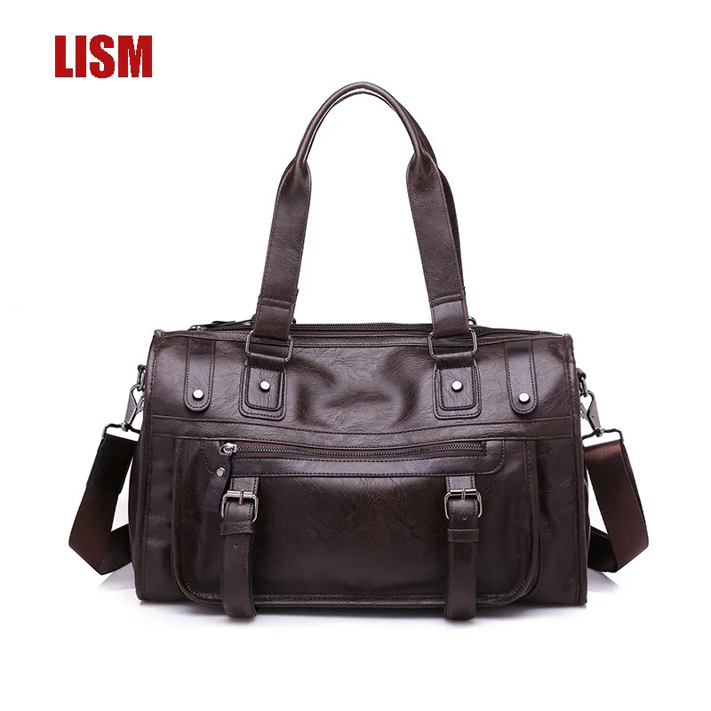 LISM осенняя мужская вместительная сумка-тоут из искусственной кожи роскошная