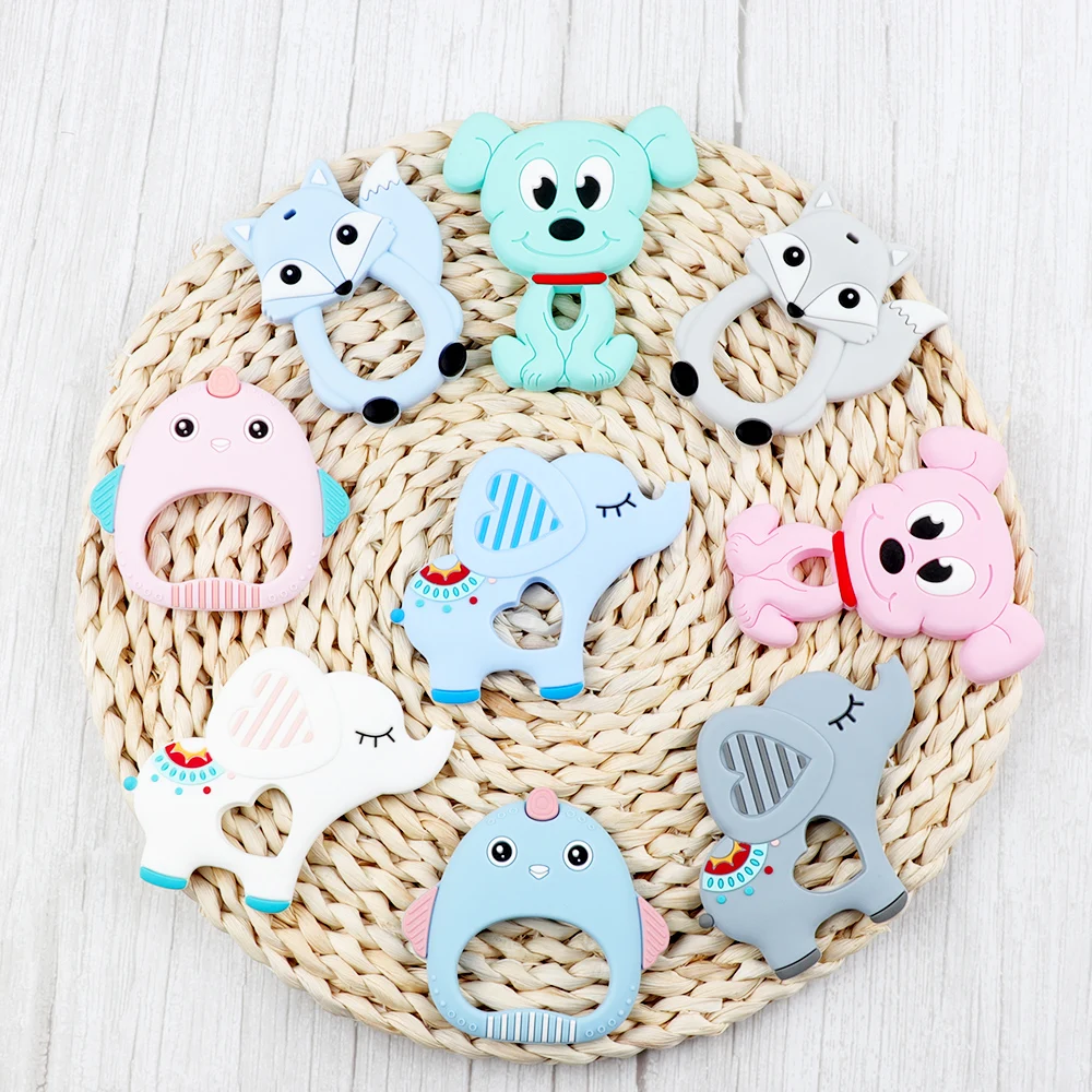 

tyry.hu 1pc Baby Teether Food Grade Silicone modeling Bpa Free Cartoon Teether Chewable Soft Baby teething Nursing Toys