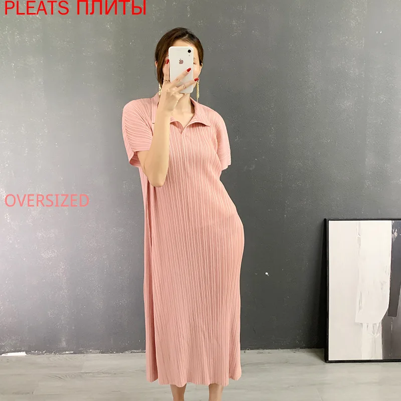 

Miyake Folds Summer New Style Dress High-end Slimming A-type Dress PLEATS Vestido Robe Femme Vetement Femme Ropa Mujer Korean