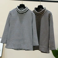 women sweatshirts 2022 new arrival winter female turtleneck pullover plus velvet keep warm fashion stripe korean style s01