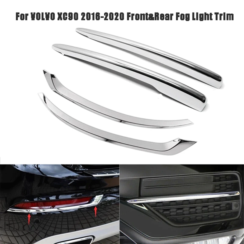 

Car Chrome Front Rear Fog Light Tail Lamp Eyelid Cover Trim for VOLVO XC90 2016-2020 Car Accessories