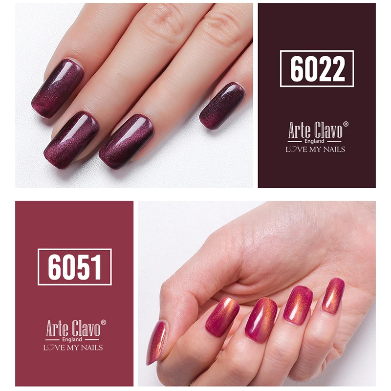 Arte Clavo 10 мл Гель лак для ногтей с эффектом кошачий глаз отмачиваемый геллак дома