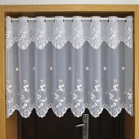 japan style embroidered half blackout curtains for small window white flower hem kitchen short curtain for cabinet door decor