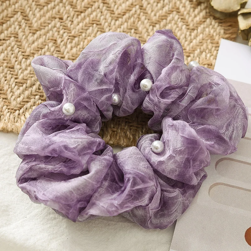 Женские резинки для волос с жемчугом эластичные ленты из органзы аксессуары