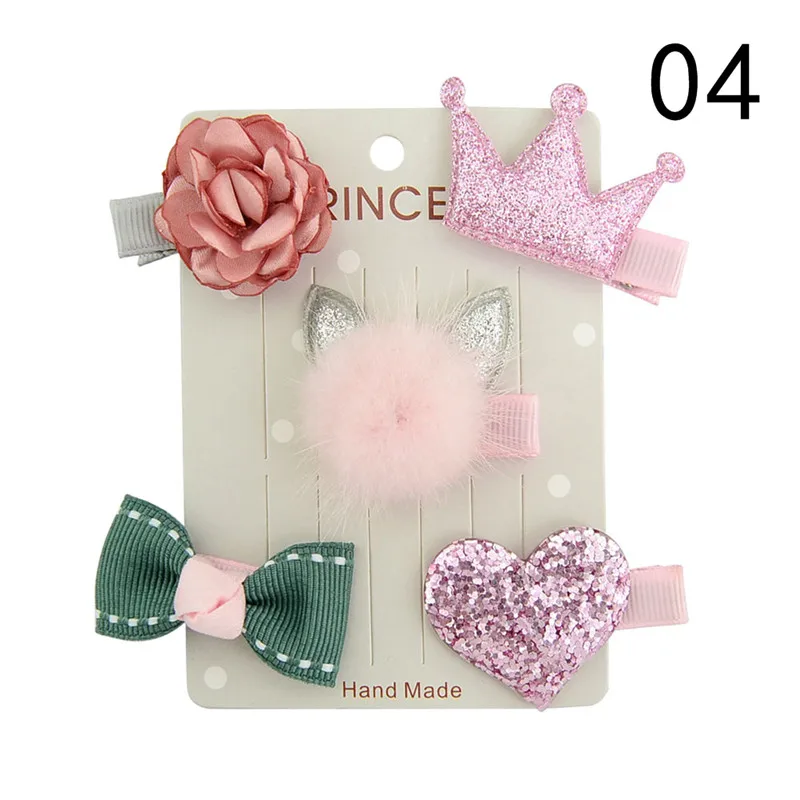 5 шт./комплект заколки для волос маленьких девочек мини-заколки с бантом и цветком