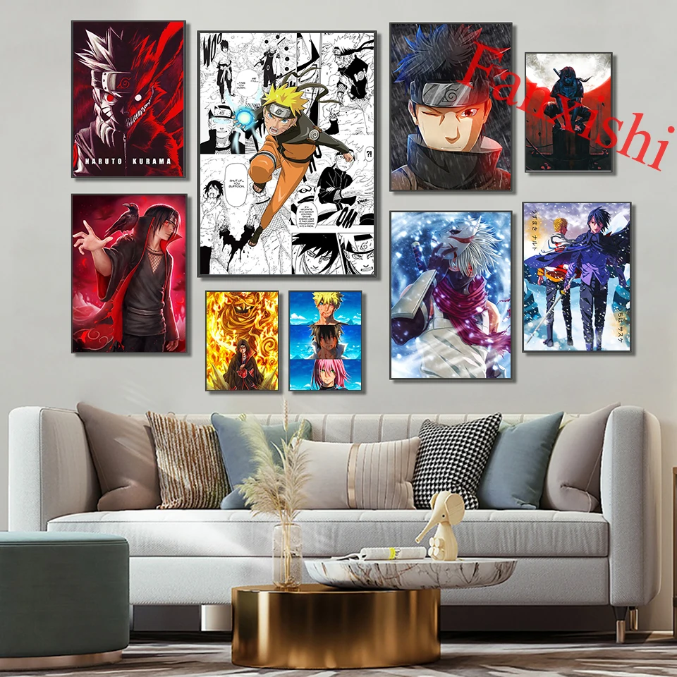 

Japan Anime Naruto Posters Itachi Uchiha,Kakashi Painting Cartoon Print Wall Art Canvas Modular Pictures Boy'S Living Room Frame