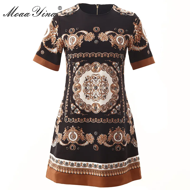 MoaaYina модное дизайнерское платье летнее женское короткий рукав Ретро стиль