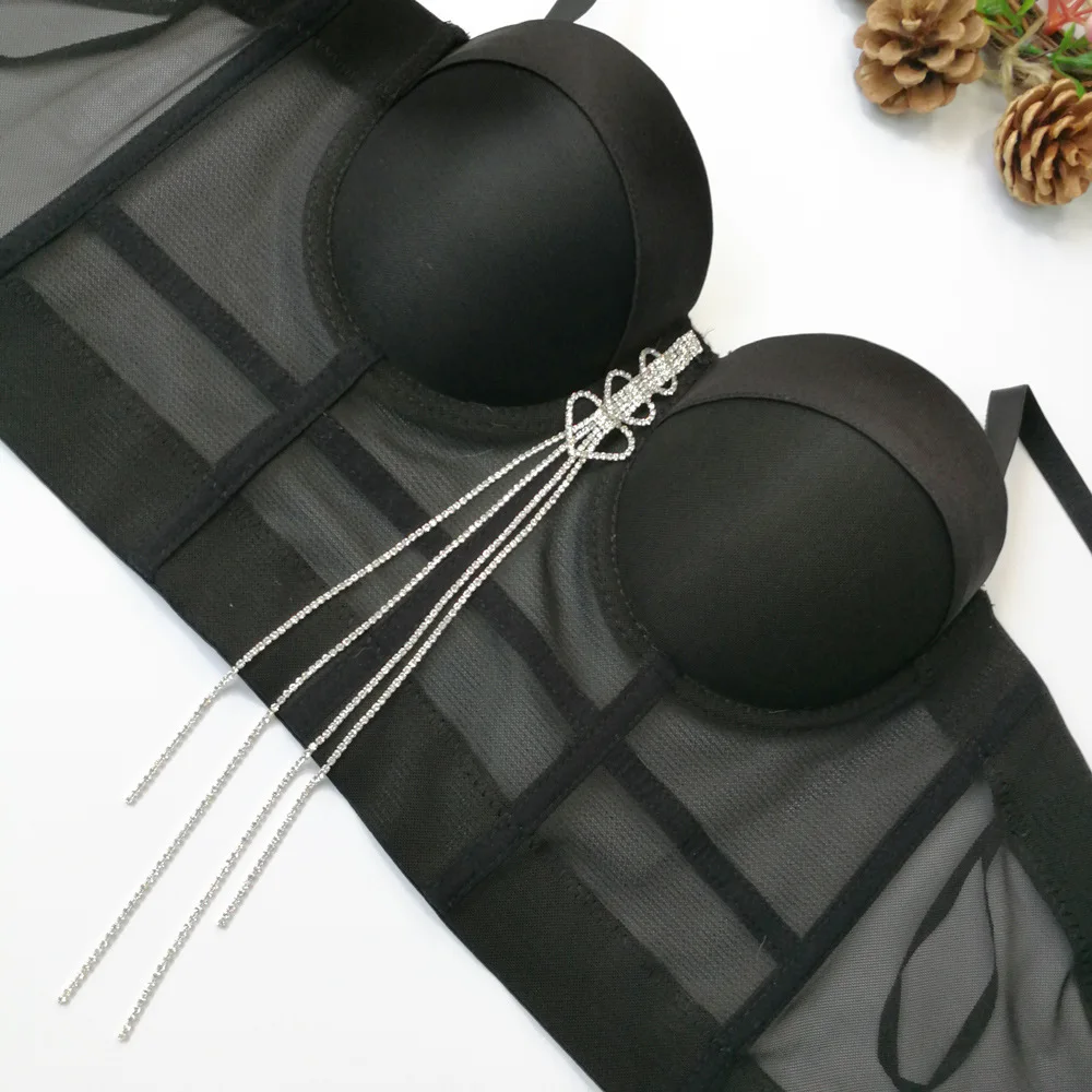 Cupnaya со стразами бахромой Женский однотонный укороченный топ Женская Клубная