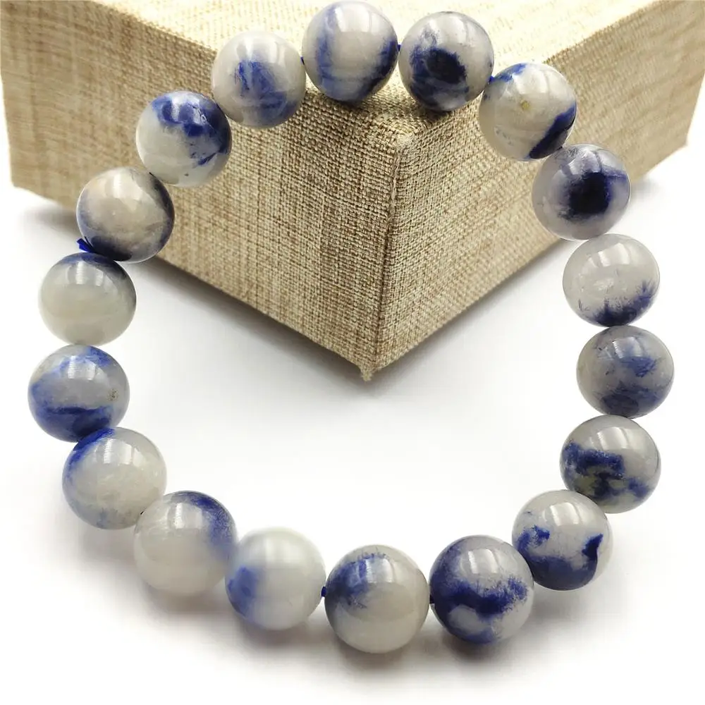 12 мм натуральный синий кварцовый рутилированный кристаллический Круглый бисер