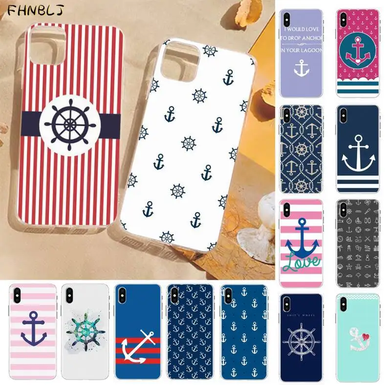 Чехол FHNBLJ для телефона с полосками якорем лодкой кораблем колесами iPhone 8 7 6 6S Plus X 5S