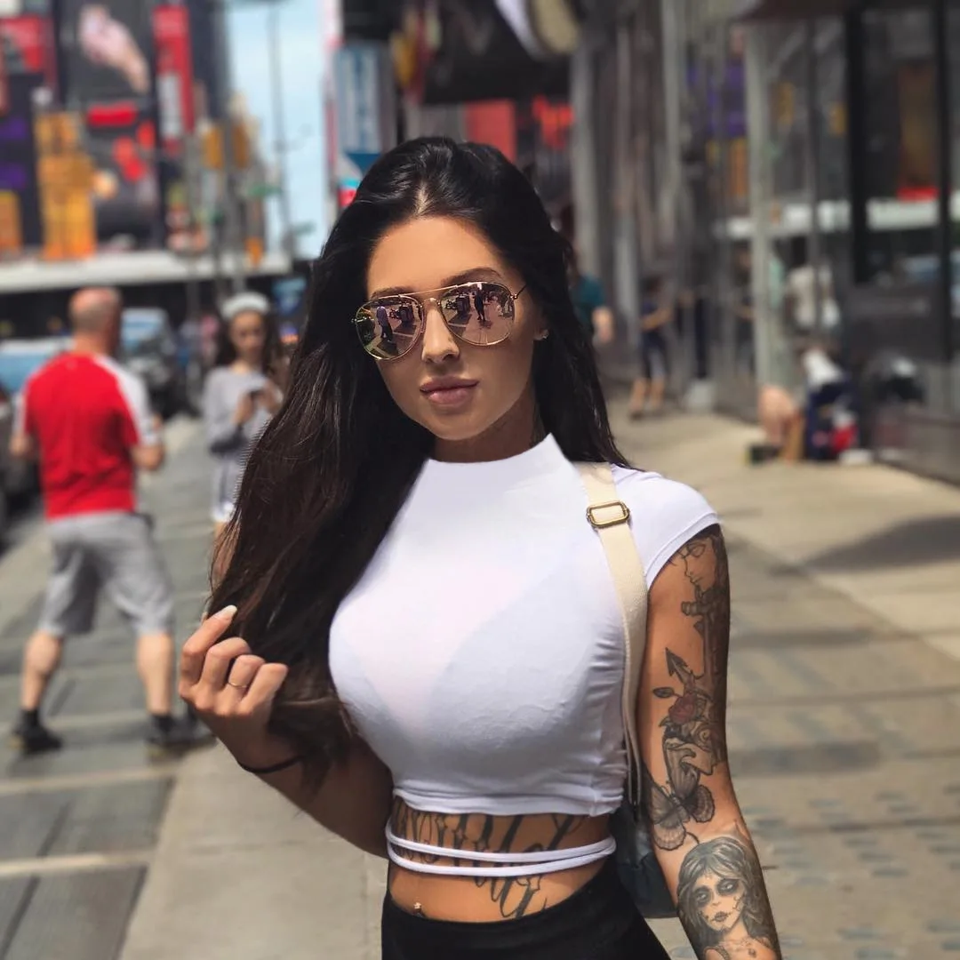 

European Station 2019 New Women's Tops Solid Color Lace-up Sexy Slim-fit T-shirt women sexy tops