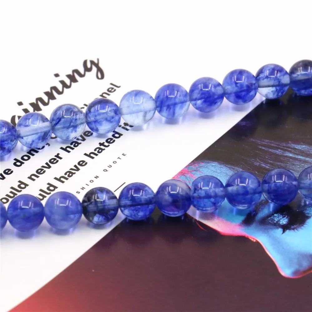 Горячая Натуральный камень голубой турмалин кристалл круглые бусины 4/6/8/10/12 мм