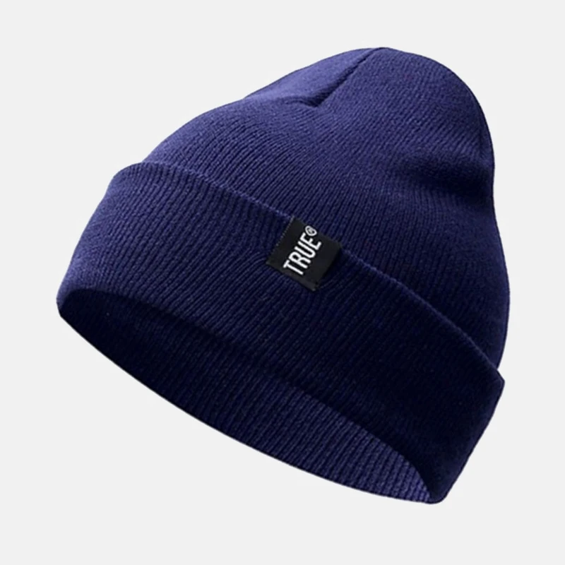 Модные вязанные шапочки Skullies, зимняя шапка с надписью True, мягкая шапка в стиле хип-хоп для мужчин и женщин, повседневные шапочки, шапка унисекс, одноцветная шапка - Цвет: Blue