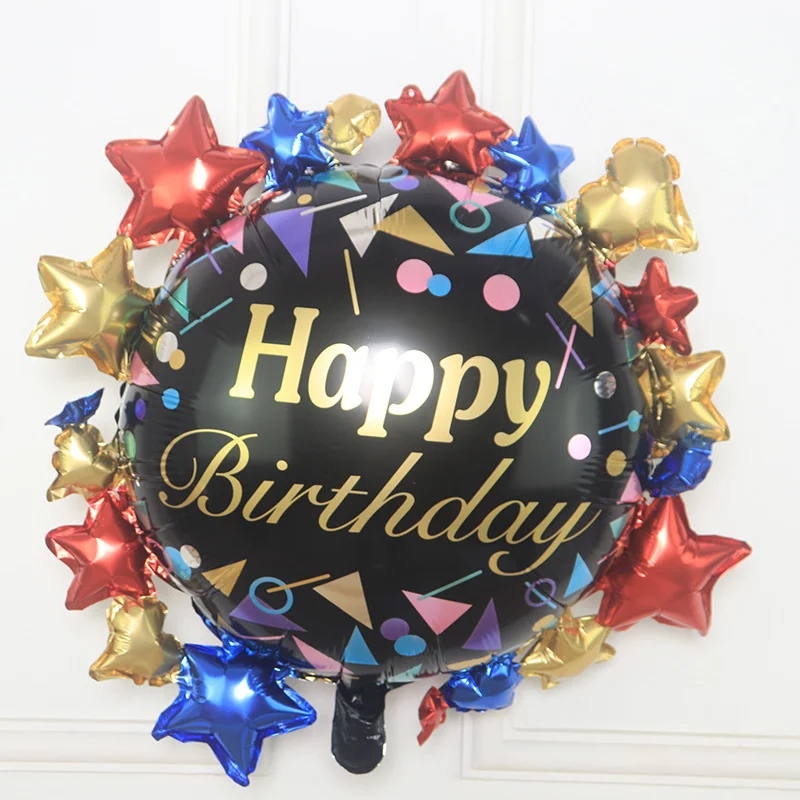 

Happy birthday balloons stars cartoon hydrogen balloons children birthday decoration aluminum foil balloons wholesale