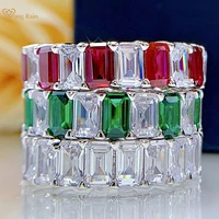 wong rain 100 925 sterling silver emerald created moissanite gemstone wedding band vintage rings women fine jewelry wholesale