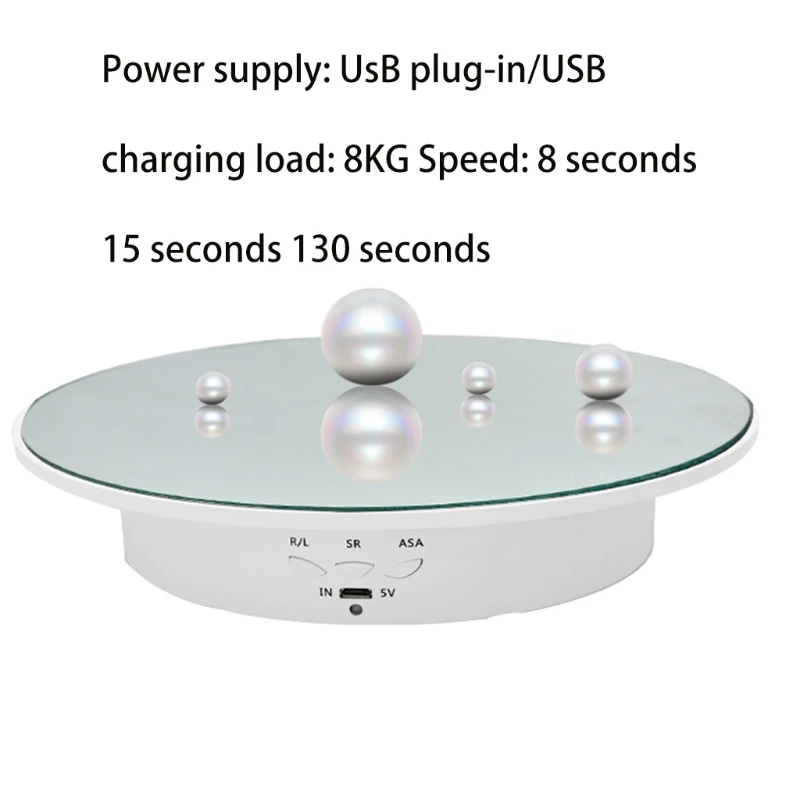 3 Speeds 20cm Intelligent Electric Rotating Display Stand Mirror Turntable Jewelry Holder Battery/USB Power | Обустройство дома