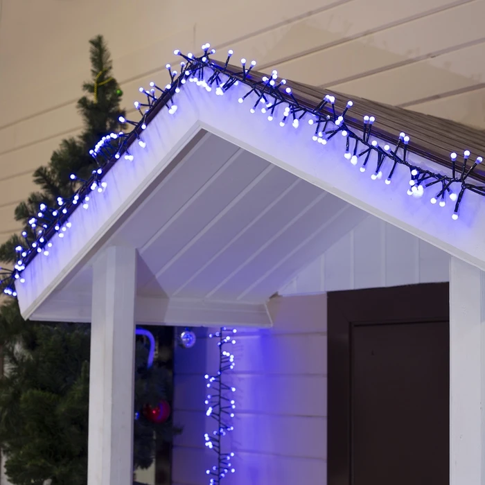 Garland &quotThread" street UMS tinsel balls 4 m LED-400-31V 8 modes the thread is dark glow blue | Лампы и освещение