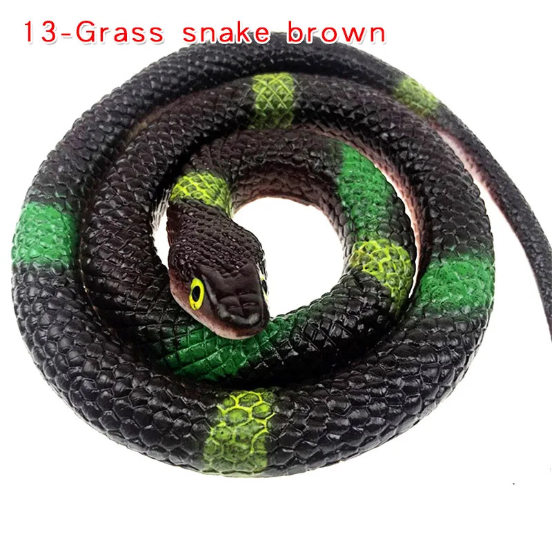 13-Grass snake brown Моделирование мягкая резиновая игрушка "Змея" модель страшная поддельная змея хитрая пародия розыгрыш на Хэллоуин реквизит подарки Декор дети кляп шутки шалость игрушки - Цвет: 13-Grass snake brown