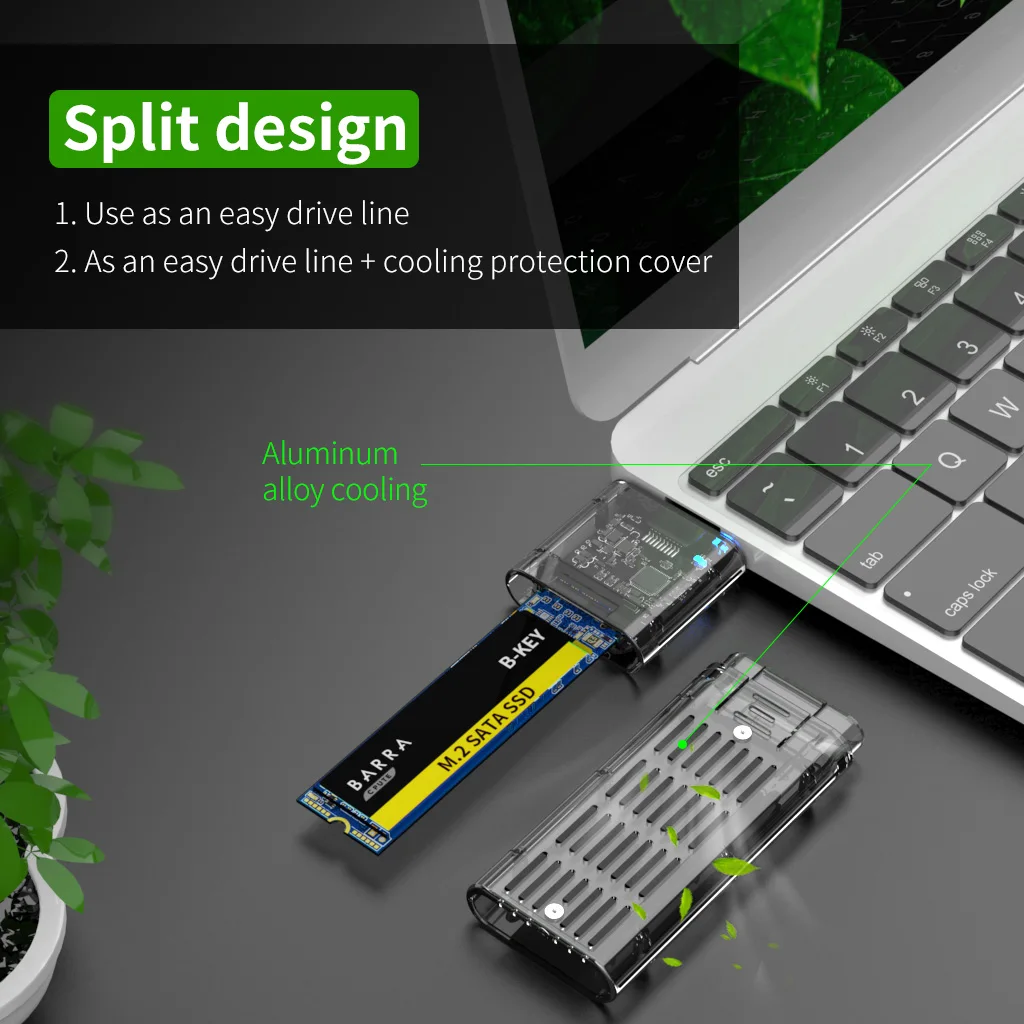 Высокоскоростной 5 ГГц M.2 к USB 3 0 SSD адаптер M2 Чехол Для PCIE NGFF SATA M / B Ключ диск Box для