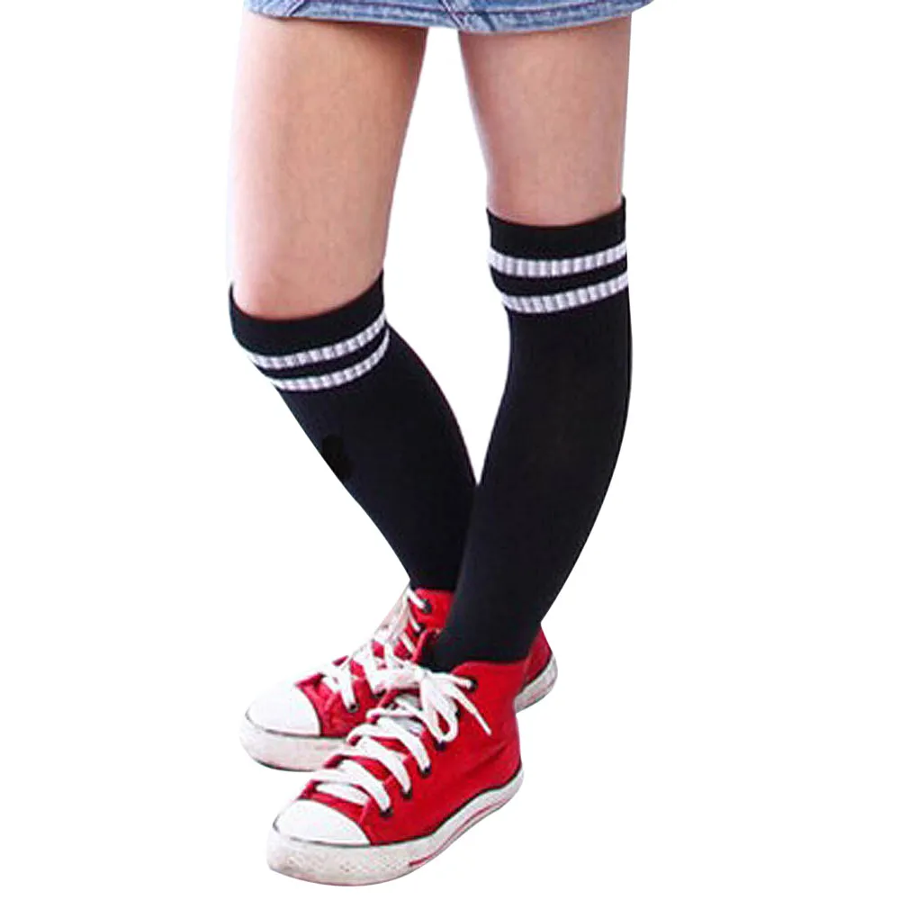 Зимние женские высокие носки до бедра выше колена в радужную полоску для девочек