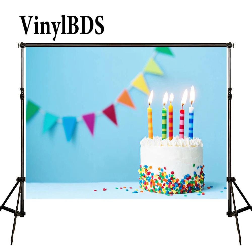 VinylBDS фото фон для новорожденных день рождения торт синие фотографии студийной