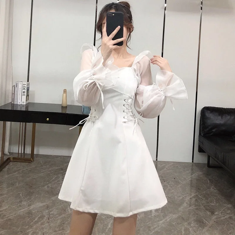 

Элегантное женское летнее платье с цветочным рисунком дамы с буффами на рукавах с завышенной талией платье женское с v-образным вырезом Кор...