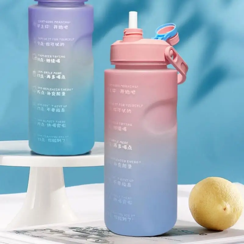 

Sports Water Bottle Plastic Portable Drink Cup Leakproof Portable Water Cup Outdoor Travel Water Bottle 1800ml Straw Water Cup
