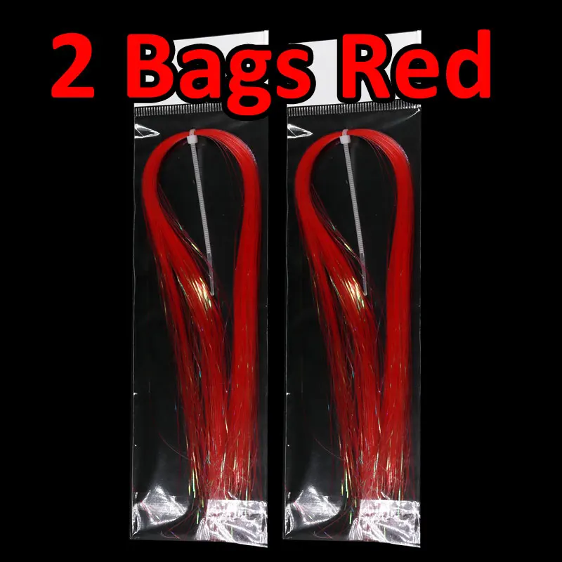 2 bags red Bimoo 2 упаковки УФ лед крыло мухобойка Flashabou трубка Щука мухобойка материалы приманка джиг DIY вспышки - Цвет: 2 bags red