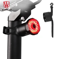 smart rear bicycle light rechargeable intelligent led light cycling flash tail lamp usb charging auto start stop brake bike tail