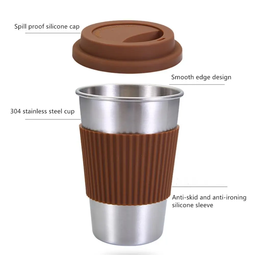 Портативная кружка из нержавеющей стали с двойными стенками круглая для кофе