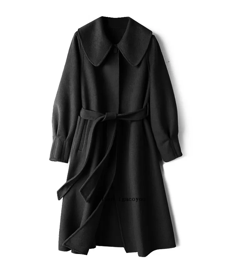 womens long black puffer coat 2021 Autumn Winter Long Wool Coat Women New High-End Double-Faced Cashmere Outerwear Loose Wool Jacket Female Warm Overcoat H998 down coats